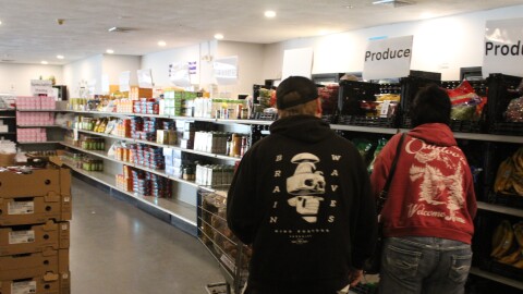 A couple chooses groceries at Christian Action Ministries in Branson, Mo. on October 31, 2025.