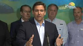 Florida Gov. Ron DeSantis held a press conference in Melbourne Beach Friday. Image: The Florida Channel