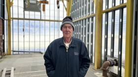 Bruce Bain, Epping's chief wastewater operator, stands on top of the tanks where bacteria digest human waste, cleaning the water so it can be discharged into the Lamprey River.