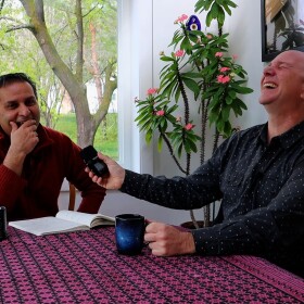 Mr. Universe, Salman Hameed, and Monte Belmonte are discussing the Moon and Eid.