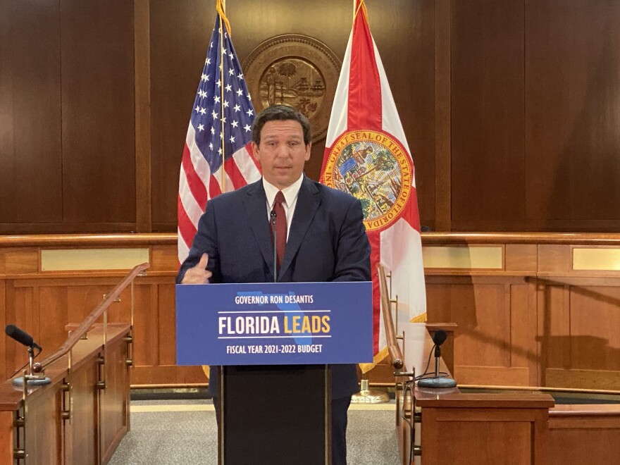 Gov. Ron DeSantis announcing his budget proposal for the fiscal year 2021-2022.