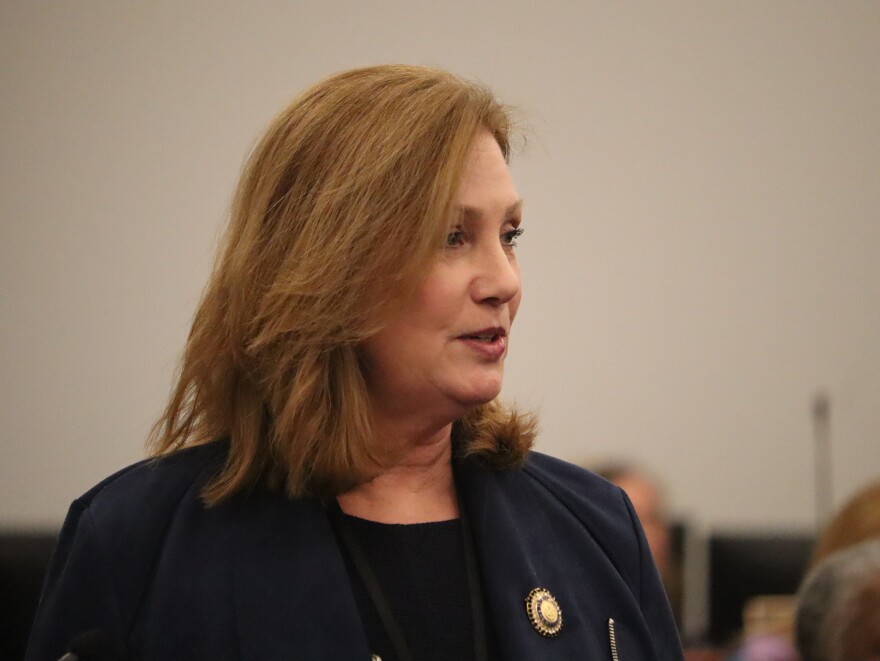 Rep. Kim Moser, a Republican from Taylor Mill, answers questions about her bill to authorize a federal tax credit for K-12 scholarships.