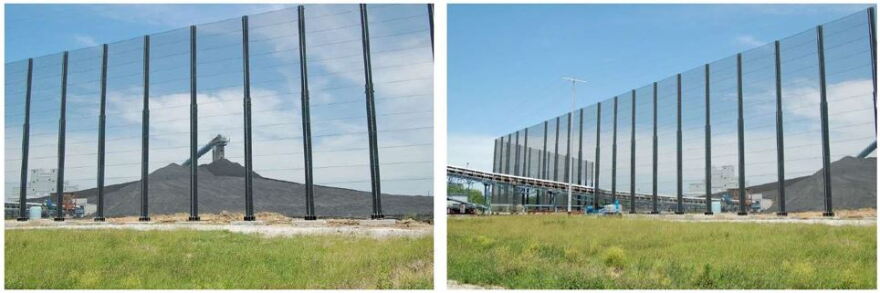 An example of a wind fence at a coal mine in Illinois.