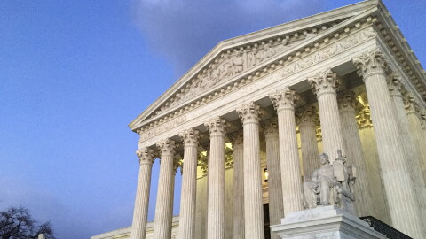 FILE - The Supreme Court at sunset in Washington, Feb. 13, 2016. (AP Photo/Jon Elswick, File)