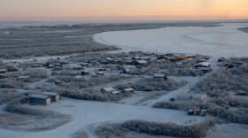 This photo from 2019 provided by the U.S. Air Force/Alaska National Guard photo shows how closely the village of Napakiak, Alaska is at risk of severe erosion by the nearby Kuskokwim River.