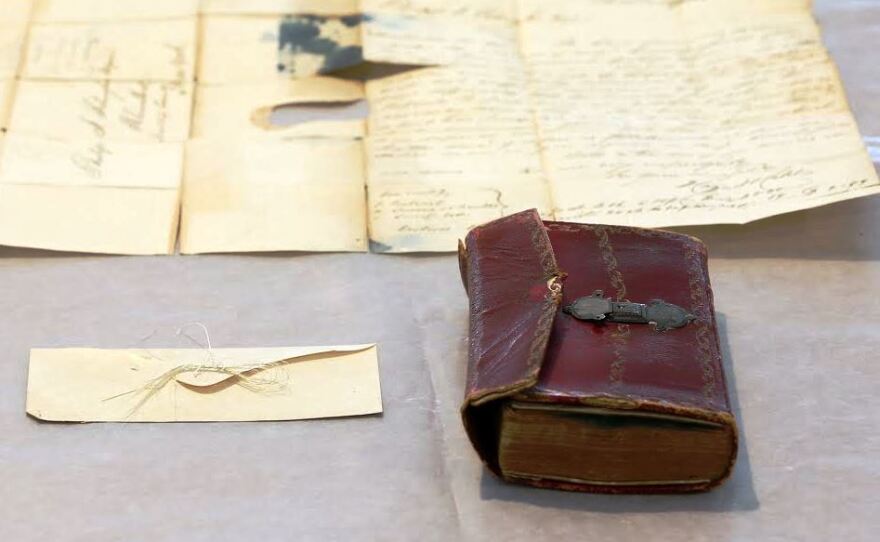 Strands of Washington's hair were found in an envelope tucked inside a leather book. Also inside: an 1804 letter to Philip Schuyler,  son of Union College co-founder Gen. Philip Schuyler