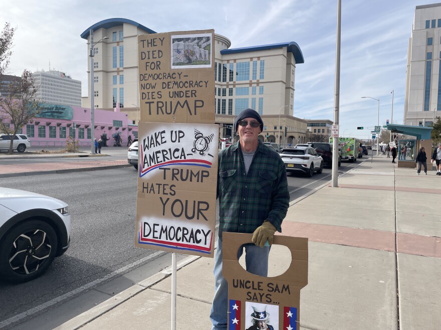 Damian Petro from Albuquerque attended the protest and said democracy was under attack on Jan. 6th and it still is.