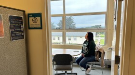 Maricruz Marquez Alvarado, an undergraduate student at CSU Monterey Bay, talks to Guillermo Metelin Bock in his office at the Undocu-Success Center.