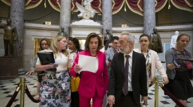 House Speaker Nancy Pelosi of California walks to the House floor from her office on Capitol Hill on Thursday, June 27, 2019, in Washington.