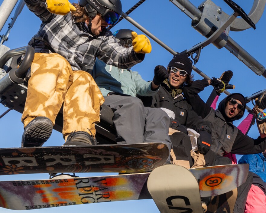 People on the ski lift