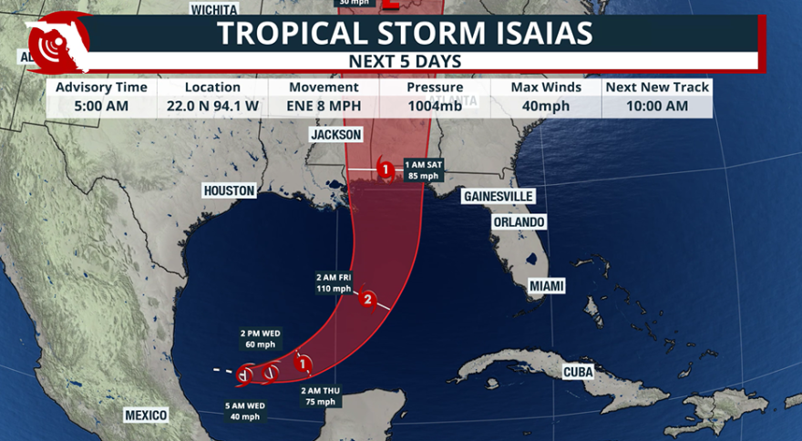 Oct 7, 2026: Tropical Storm Isaias track