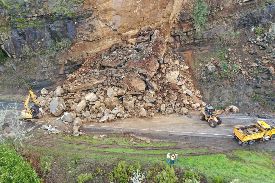 Highway 138 is expected to remain closed until Tuesday after a rockslide early Friday morning.