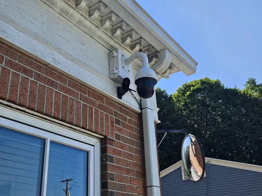 The black, oval device attached to the Great Barrington, Massachusetts, police department is an automatic license plate reader- one of three being used by law enforcement in the Berkshire County community.