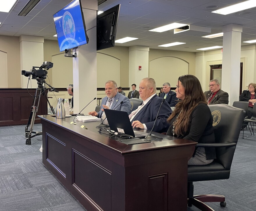 Left to right-28 year Locomotive Engineer Mark Elkins-Louisville Representative Kevin Bratcher-Martin Representative Ashley Tackett Laferty