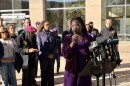 Democratic state Rep. Aisha Dew questioned why Border Patrol were being sent to Charlotte at a press conference outside the city's government center on Friday, Nov. 11, 2025.