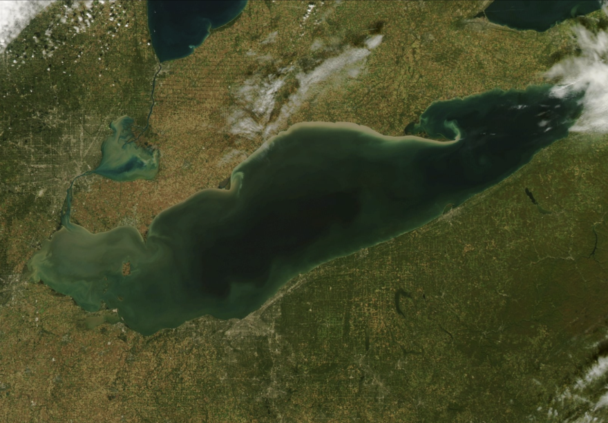 An aerial view of Lake Erie