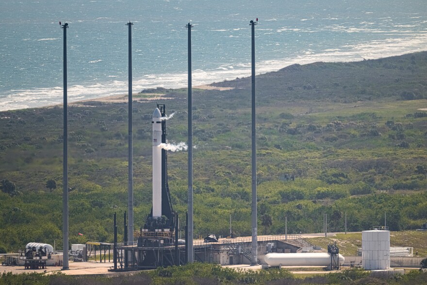 Image of Relativity Space's Terran 1 rocket on the pad during its second launch attempt.