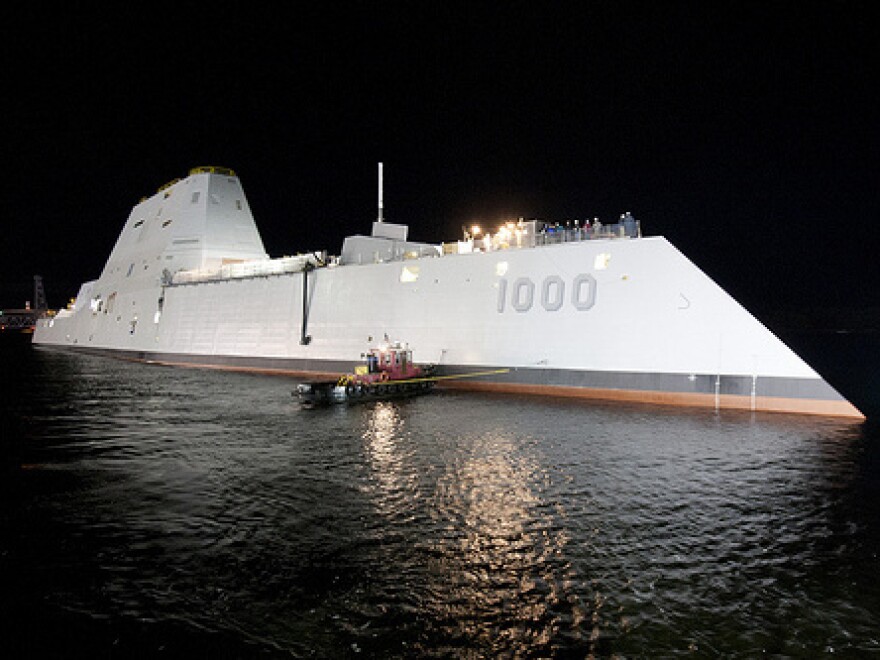 The USS Zumwalt, the first in a new class of "stealth" destroyers.