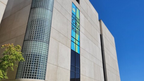 The South side of the new Eugene City Hall campus.
