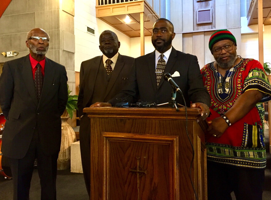 Members of the West Dayton Clergy Community Coalition, from left: Robert Jones, David K. Greer, Rev. Rockney Carter, Bishop Richard Cox and Richard Clay Dixon.