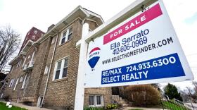 This is a For Sale sign on a property in Mount Lebanon, Pa., on Monday, March 30, 2026. (Gene J. Puskar/AP)