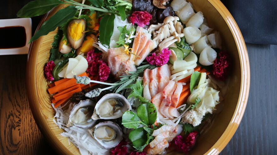 The sashimi platter at Takashima Records.  
