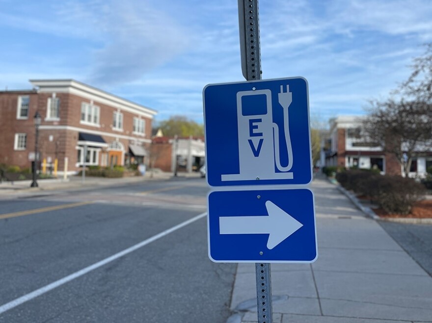 Sign for an EV charging station.