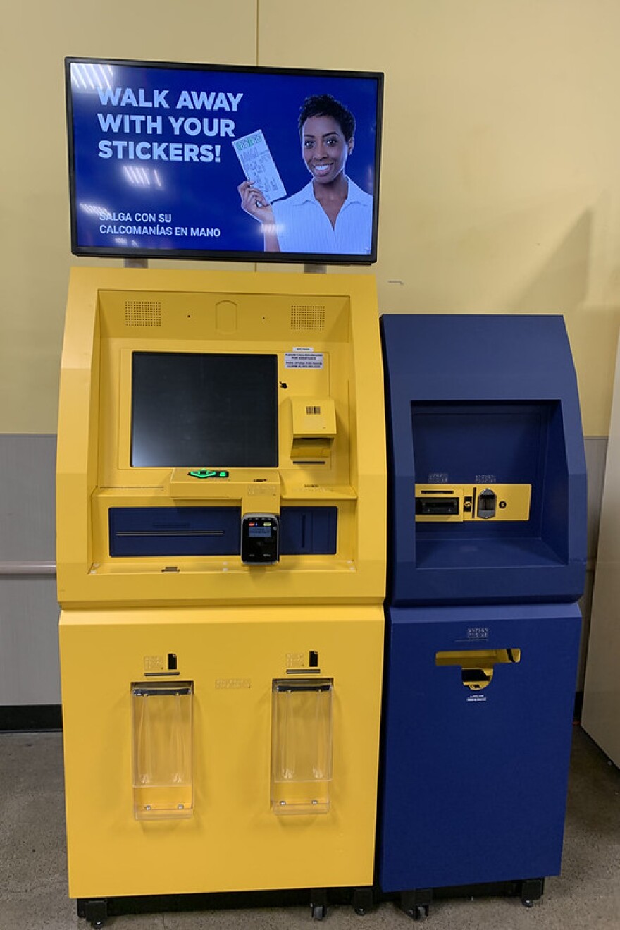 DMV kiosks are available in nine locations around the state. This is the one at the Eugene Fred Meyer.
