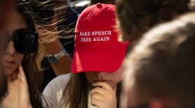 A member of Utah Valley University's Turning Point USA chapter waits outside the 4th District Courthouse in Provo for the judge's ruling at Tyler Robinson's preliminary hearing, Sept. 1, 2026.