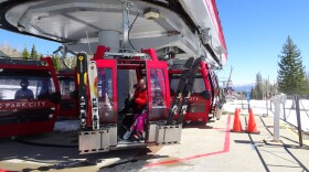 Skiers 'download' on the Red Pine Gondola to return to the Canyons Village Base Area at Park City Mountain on April 4. A winter of record-breaking warmth limited skiers to high-elevation terrain as the 2026 season drew to a close.