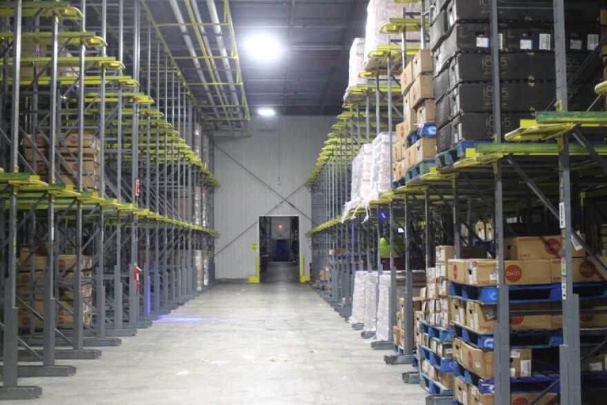 The interior of a freezer at the Lineage cold storage facility in Grand Island, Nebraska.