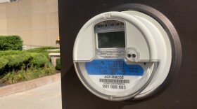 A meter measures power consumption.