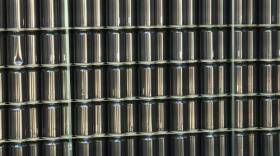 Aluminum cans ready to be filled at an Indiana craft brewery.