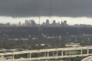 Dark storm clouds hang over downtown San Antonio as another round of severe weather moves across the region Wednesday, as seen from the Medical Center area.