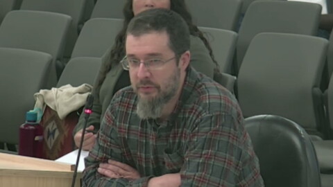 Nate Berga addresses the Kenai Peninsula Borough Assembly during a meeting on Tuesday, Sept. 1, 2026 in Soldotna, Alaska.