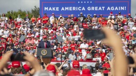 President Donald Trump speaking at Tampa rally