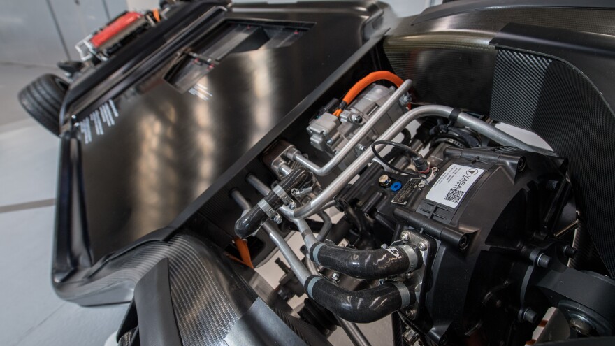 An electric motor is seen at the YASA factory in Oxford, England, in February 2018. Electric motors are much simpler than internal combustion engines, with fewer moving parts.