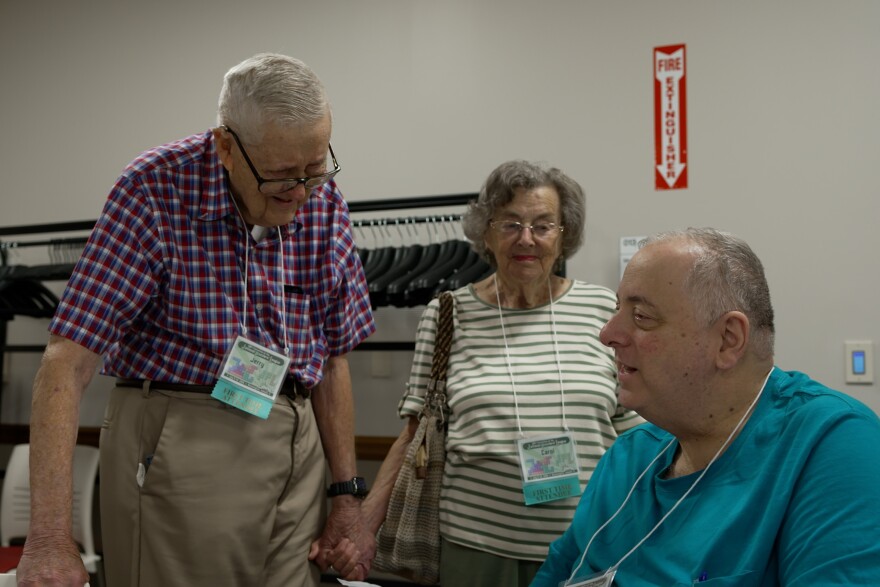 Jerry Slocum was at the convention and available to answer questions about the puzzles.
