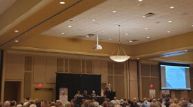 Indiana Farm Bureau President Randy Kron addresses membership during the delegate and education session at the annual state convention.
