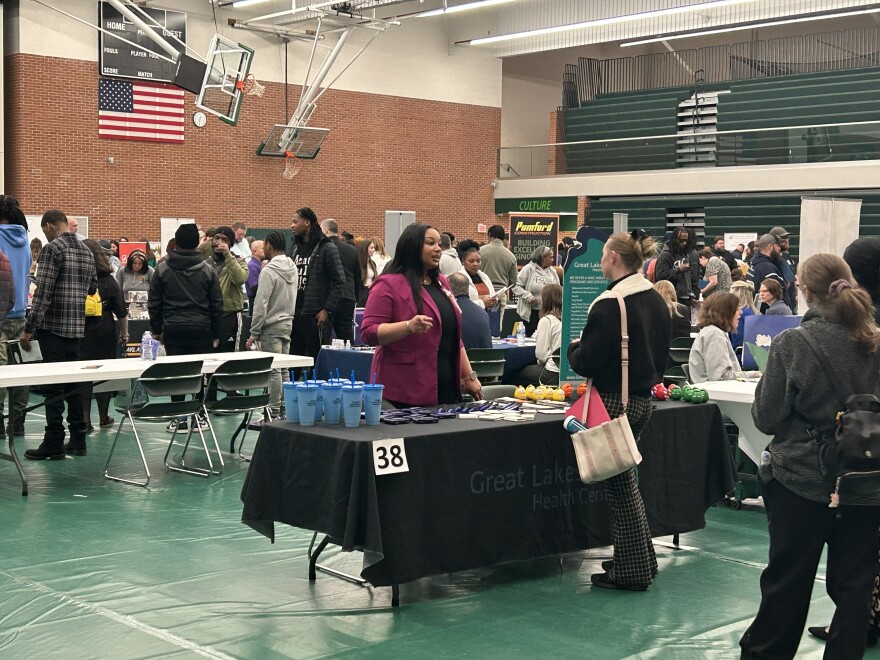 Job seekers at the Great Lakes Bay Employment Job Fair held at Delta College in Saginaw on April 9th, 2026
