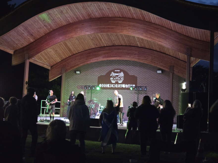 The Scottish Celtic rock band Skerryvore plays at the Doss Memorial Stage at Galva's Wiley Park.