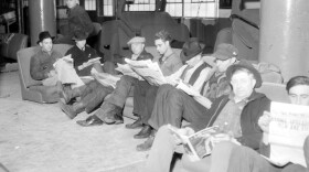 Flint sit-down strikers sitting down.