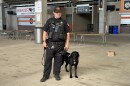 Tex and his handler OSU Public Safety Police Officer Zack Leingang, July 28, 2026.