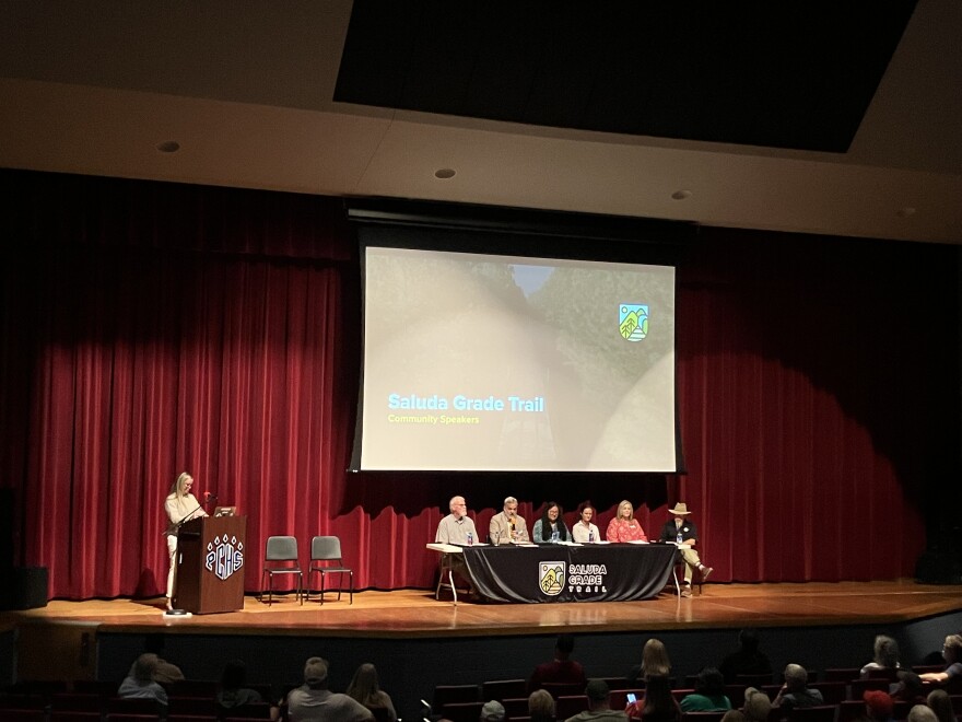 Community leaders speak at a forum about the Saluda Grade Trail at Polk County High School Thursday, April 23, 2026.