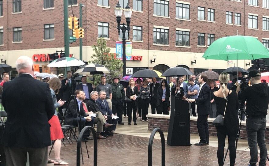 Lt. Gov. Brian Calley addresses the crowd.