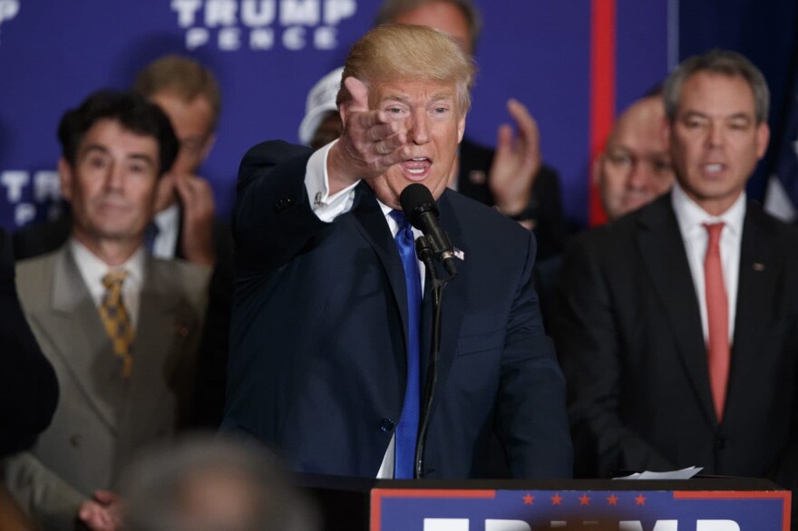 Republican presidential candidate Donald Trump speaks during a campaign event at Trump International Hotel on Friday, Sept. 16, 2016 in Washington. (Evan Vucci/AP)