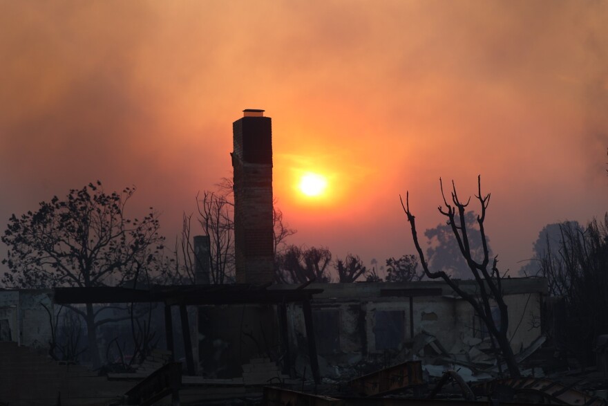 Photo from the Palisades fire, taken Jan. 8. Over 180,000 people have been forced to evacuate, with at least 10 people dead.