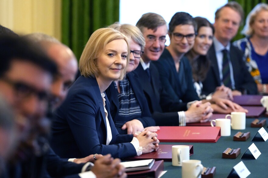 British Prime Minister Liz Truss holds her first Cabinet meeting after taking office at Downing St. on Sept. 7 in London.