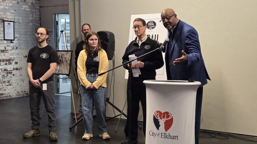 Elkhart Mayor Rod Roberson joined National New York Central Railroad Museum Director Brent Holaway and museum staff Feb. 20, to kick off a series of events called ElkhartRail175, leading up to the 175th anniversary of the first train arriving in Elkhart.