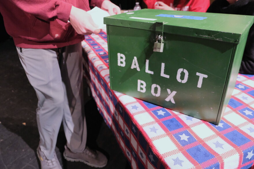 Students participate in a mock election at Rhinelander High School on Wednesday, October 28, 2026.